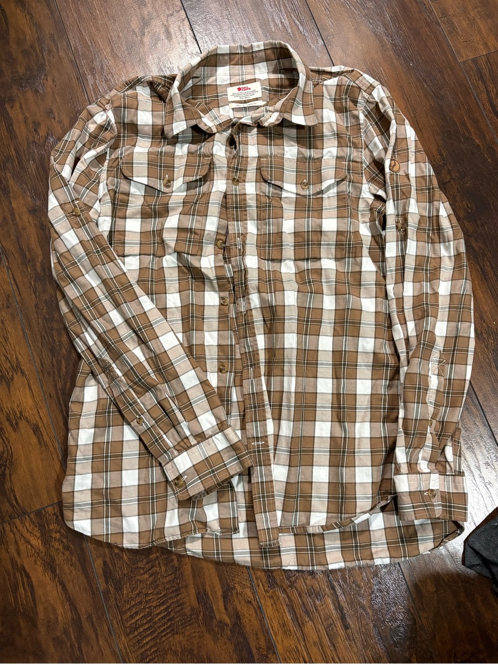 Fjallraven Brown and White Plaid Button-Down Shirt